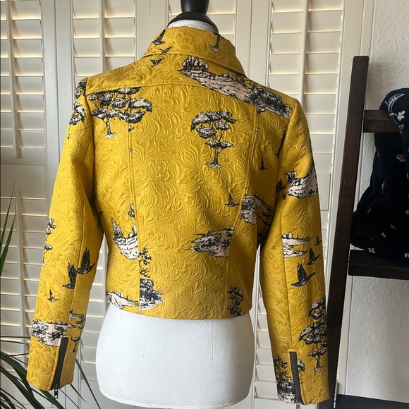 Vintage-Inspired Yellow Moto Jacket by Darling - Unique Fauna Print - Picture 2 of 10